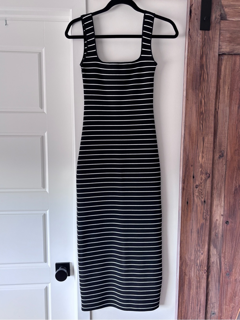 Zara Black and White Striped Midi Tank Dress